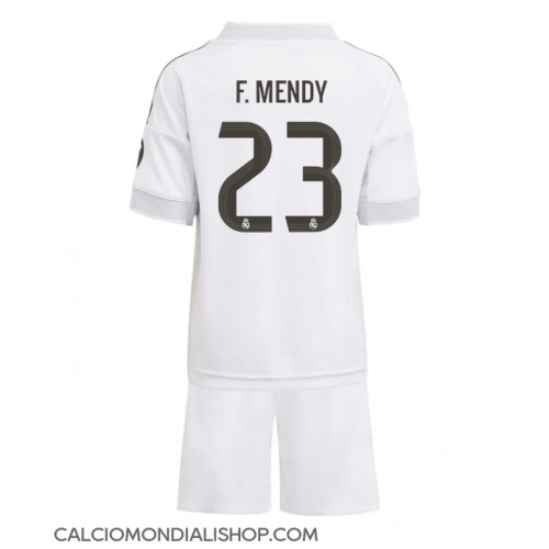 Maglie da calcio Real Madrid Ferland Mendy #23 Prima Maglia Bambino 2025-26 Manica Corta (+ Pantaloni corti)